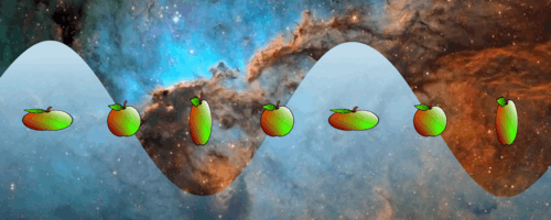 A gravitational wave stretching and
                                     squashing an apple.